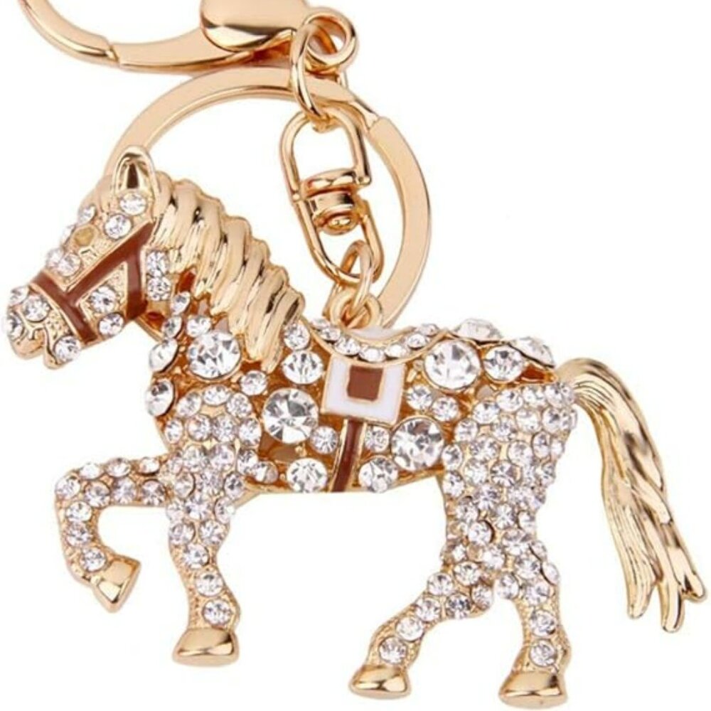 Horse Keychain Brown with Rhinestones For Horse‎ Lovers